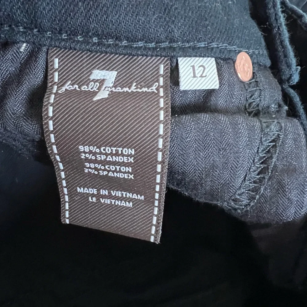 7 For All Mankind Kids Roxanne Skinny Jeans Black Stretch Low Rise Denim 12